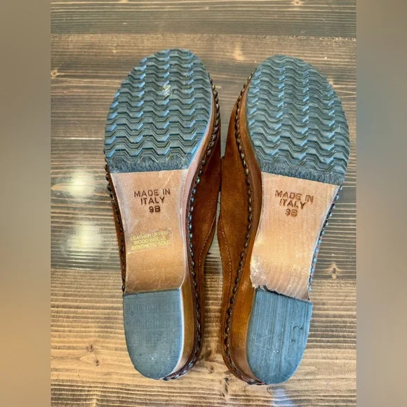 KORS Michael Kors Brown Suede Stud-Trim Clog Mules Made in Italy Size 9 - Picture 8 of 8